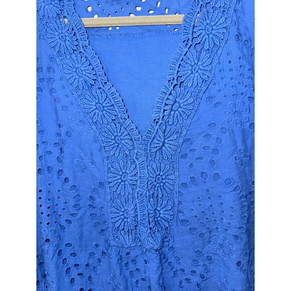 ❤️‍🔥M Made in Italy Eyelet Embroidered Cotton Dress Blue Size M - Picture 10 of 11